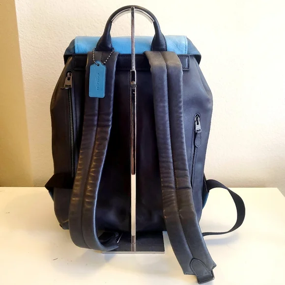 Coach Blue Leather Backpack